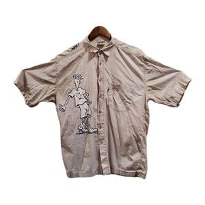 Vintage Fido Dido Short Sleeve Button Up Shirt Vtg 80's Size Large